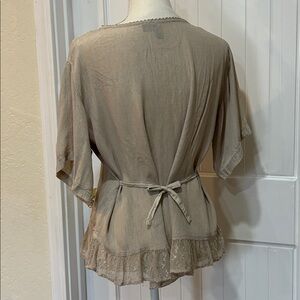 Bohemian Style embroidered women’s top taupe adjustable size S-L​